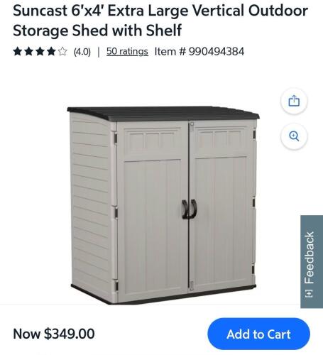 Suncast extra large vertical shed