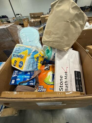 Ziploc bags, toilet training stitch sheets, napkins, inflatable bed, paper towels,Gloves and I said there's a whole box of them and more