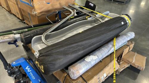Garden poles, dolly, rolled material, chain-link fence gate, mattress, & More