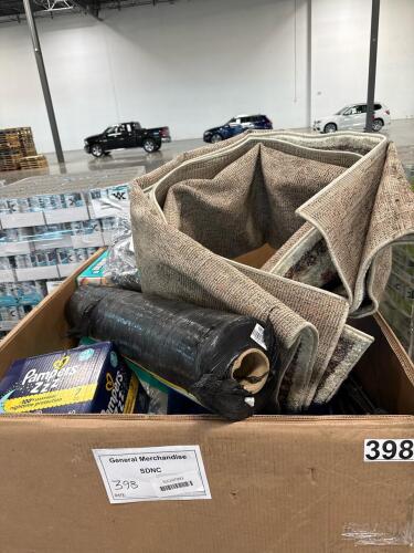 Pampers bleak-proof diapers, portable professional grade woven ground cover, area rug, honest wipes, toilet paper, paper towels, camping chair, and more