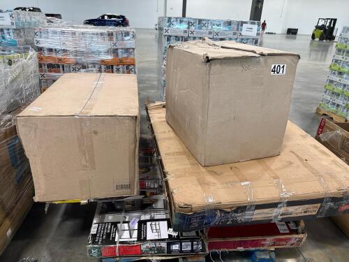 5-tier deep storage rack, four tier industrial strength storage rack, two pack members Mark 40 gallon tote, keter deck box and 27 gallon tote