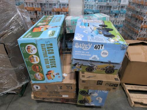 Multiple Bluey ride on, taco truck, Grayco stroller, & More