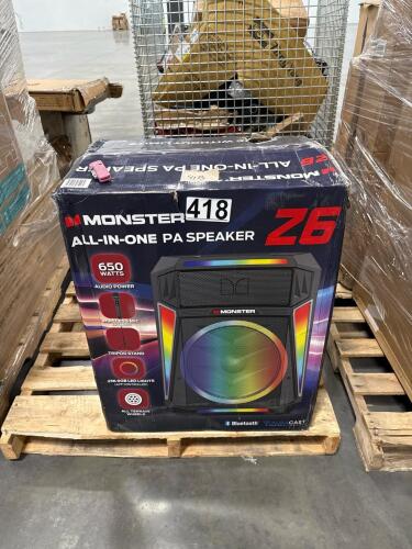 Monster all in one PA speaker, monster sound stage pro possible customer returns