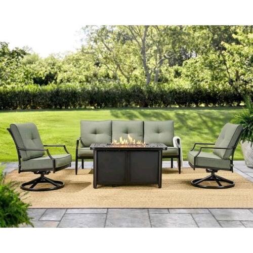 Savanna collection four piece deep seating set with fire pit
