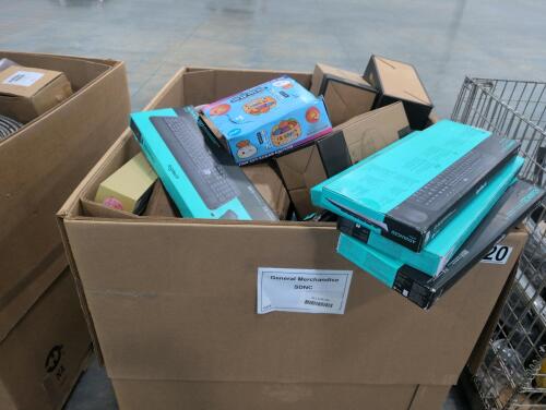 Pizza maker, multiple Logitech keyboards, tumbler, multifunction backpack, box of squishy buns, doona and more