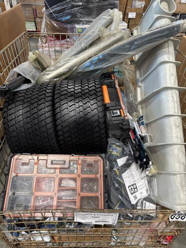 industrial and automotive items, HEB tires, Bosch clear advantage windshield wipers, werner Pro form, construction harness, brake rotor, metal parts and more