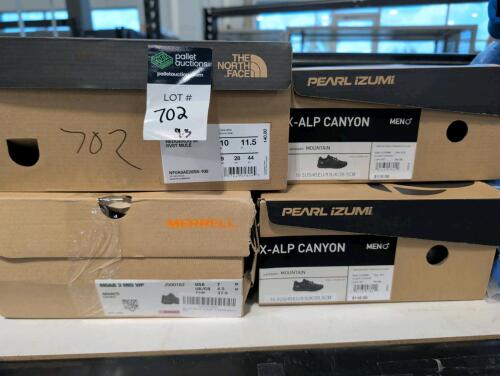 Pearl izumi, the North face, merrell shoes