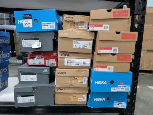 15 total pairs of shoes: Hoka, new Balance, Asics, Altra