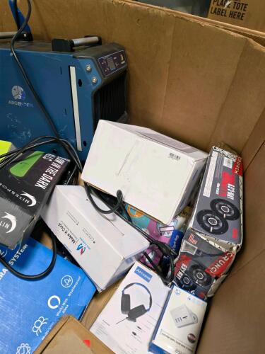 Electronics- speakers, gaming controllers, charging cords, HP nv6558, headphones, home security camera system, argendon, air purifiers, Bluetooth speakers and much more