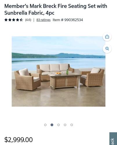 BRECK collection four piece seating set with fire pit