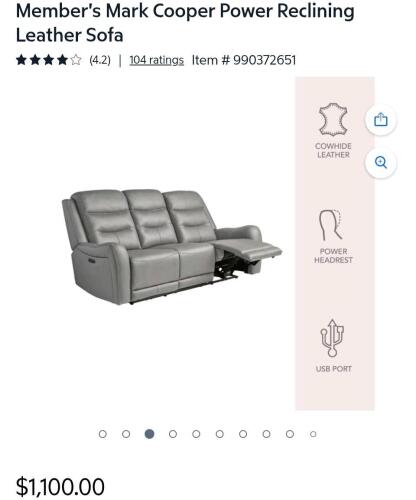 Cooper collection power reclining sofa