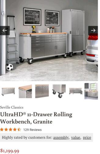 Seville Classics ultra HD rolling workbench