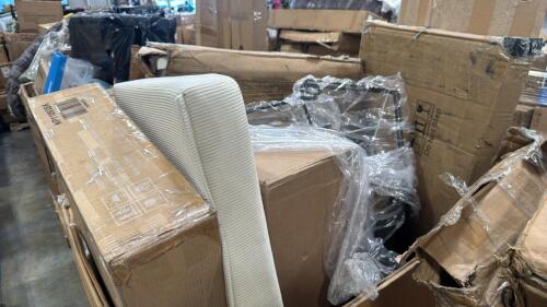 Lovesac pillow, metal raised garden bed, cards, planter buckets , misc furniture and more