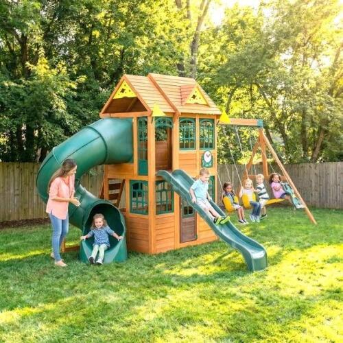 Kid craft Charleston Lodge swingset appears complete