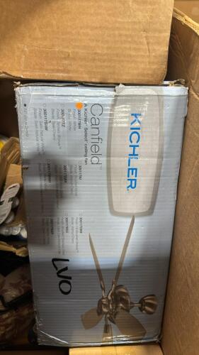 Batting, cushions, toilet paper, KICHLER Canfield ceiling fan, & More