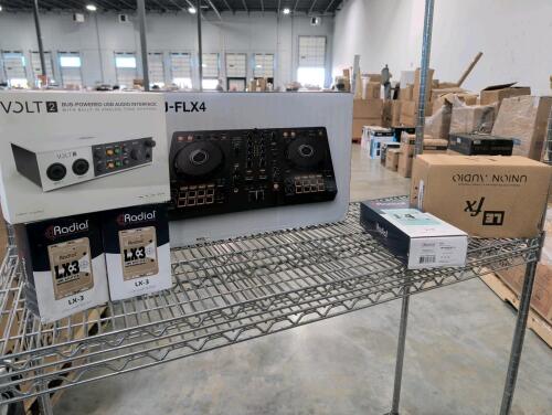 lot of radial stereo line drivers, pioneer dj, and other type products
