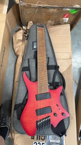 Strandberg Boden guitar appears used, strings broken
