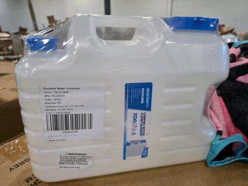 Swing, camping water container, multiple deck boxes, sleeping bags, blanket, & More