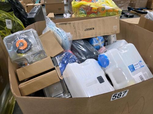 Water containers, sleeping bags, exam gloves, hose nozzle, cooking set, umbrella, & More