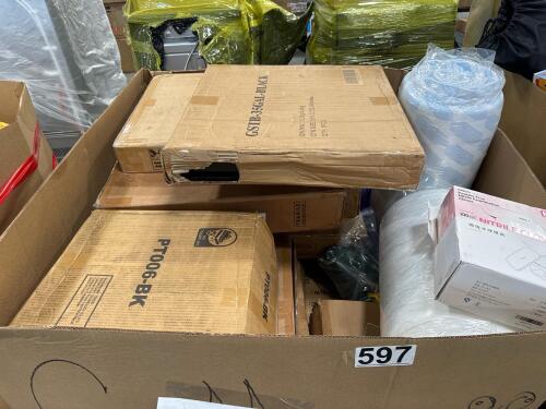 Exam gloves, two burner stove, swing, deck boxes, & More