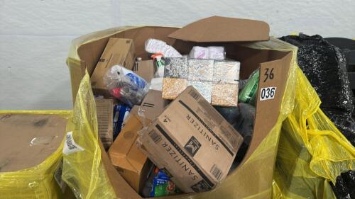 Big box in the box: game, throw pillow, cups, Scott's, shout, Windex, cups, Kleenex, and much more