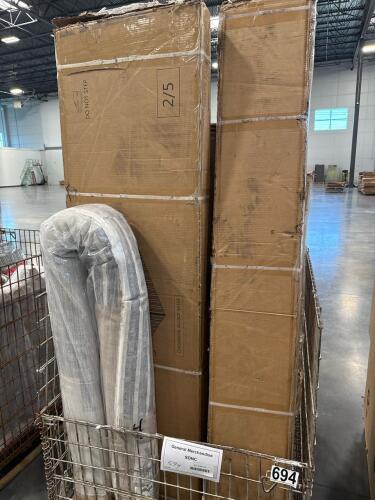 rolled rug, ez up 10x10 commercial one up shelter, carton b only sofa, and other mismatching items
