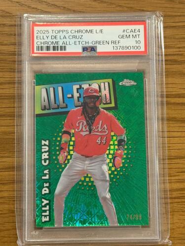 2025 Topps Chrome L/E Elly De La Cruz Chroe ALL-etch-Green Gem Mint 10, PSA