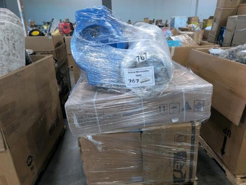 Fan, mattress, bench press rack piece, furniture, another rolled mattress, pressure washer, & More
