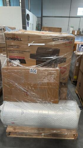 NEX grill 5 burner gas grill with side burner, rolled mattress, LG room air conditioner, Samsung 32-in TV