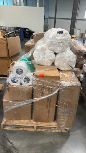 books, camping chairs?, fiberglass insulation rolls