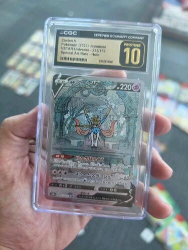 2022 Pok&eacute;mon Japanese VSTAR Universe Special Art Rare Zacian V (#225/172) card enclosed in a CGC Pristine 10 slab.