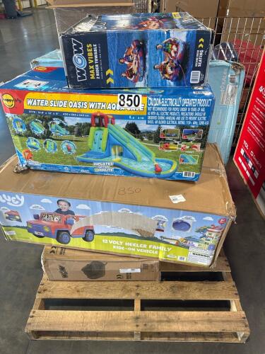 Wow inflatable, water slide oasis with aqua cave, Bluey right on car, taco truck, & More