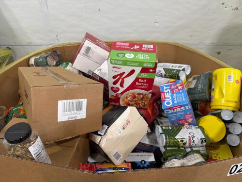 Big box store in a box: Folgers, apple cider vinegar, honey, chicken breast, Nesquick, seasonings, raisins, quest nutrition, olive oil, emergency for protein, Quaker oats, Similac, quest cookies, olive oil spray, & More