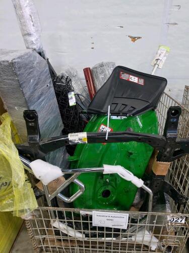 Industrial/automotive, lawnmower piece, hitch attachment, chain-link fence, welded wire fence, fence STAKES, and
