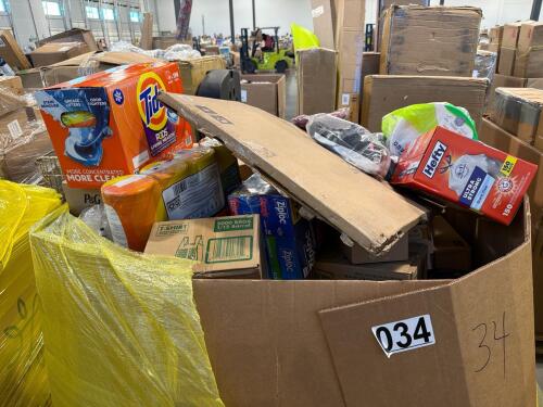 Big box store in a box: Downey, hefty bags, T-shirt bags, tide, plates, Downey Call,, pullback racers, clothing, dog food, cascade, Ziploc bags, perfume, & More