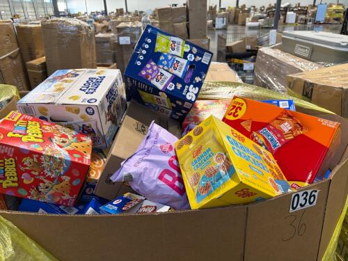 Big box for the box, Nutella, pirate booty, GIF, skinny pop, pretty pebbles, dried strawberries, pop tarts, honey buns, peanuts, graham cracker ego