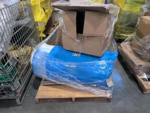 Rolled mattress, mirror, rain barrel Barber chair & More