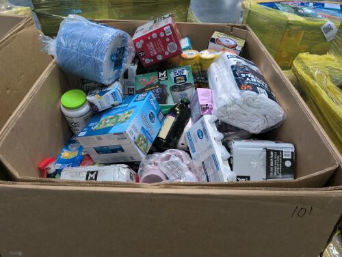 Big box store in the box: napkins, candle liners, ibuprofen, Ziploc, cups, wipes, finish, Dan, dial, Ziploc, Stevia, silicone tape, avocado oil, honey stinger, & More