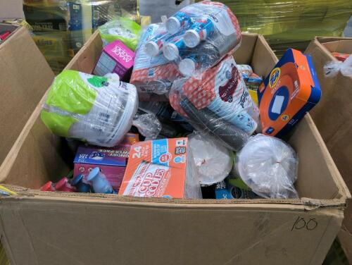 Big box store in the box, tide made good, cups, protein, coffee mate, glass cling wrap, cutlery, batteries, batteries, Tylenol cold, Febreze, & More