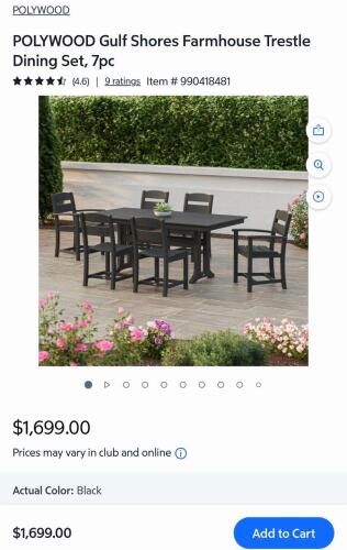 Pollywood Gulf shores farmhouse trestle dining set seven piece and more