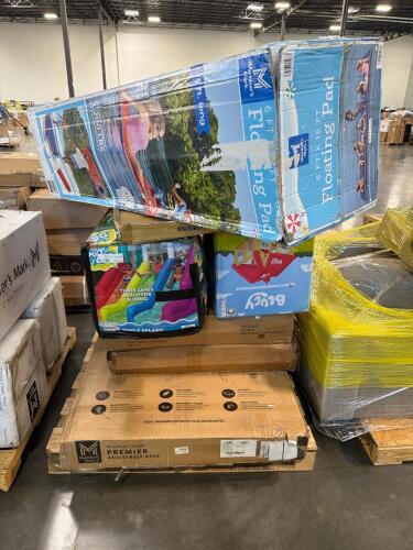Adjustable bed base, Bluey bounce house, H2O go slide, swing chair, & More main include customer return returns