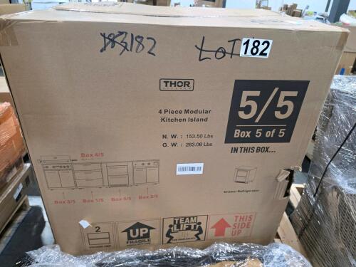 14-Ft Pro trampoline box two of two only and Thor four-piece modular kitchen island box 5 of 5 only