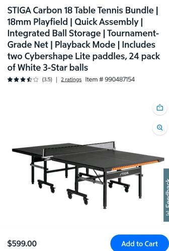 stiga carbon 18 indoor table tennis table