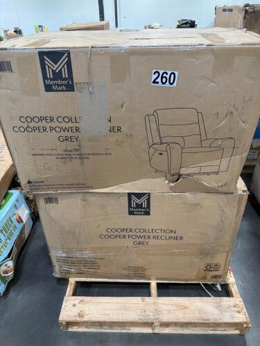 (2) Cooper collection Cooper power recliner gray