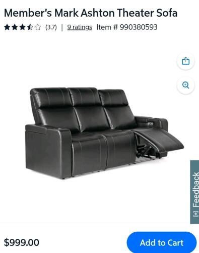 member's Mark Ashton theater sofa black