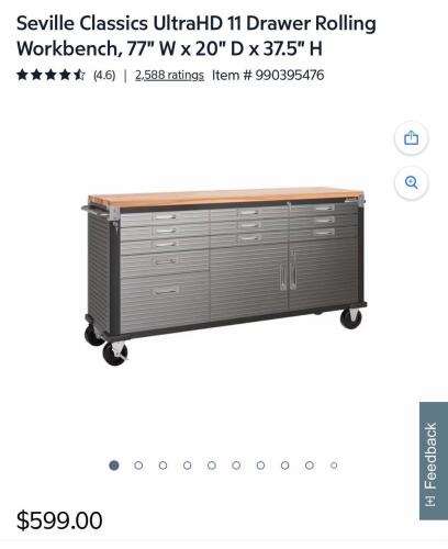Seville classics Ultra HD 11 drawer rolling workbench